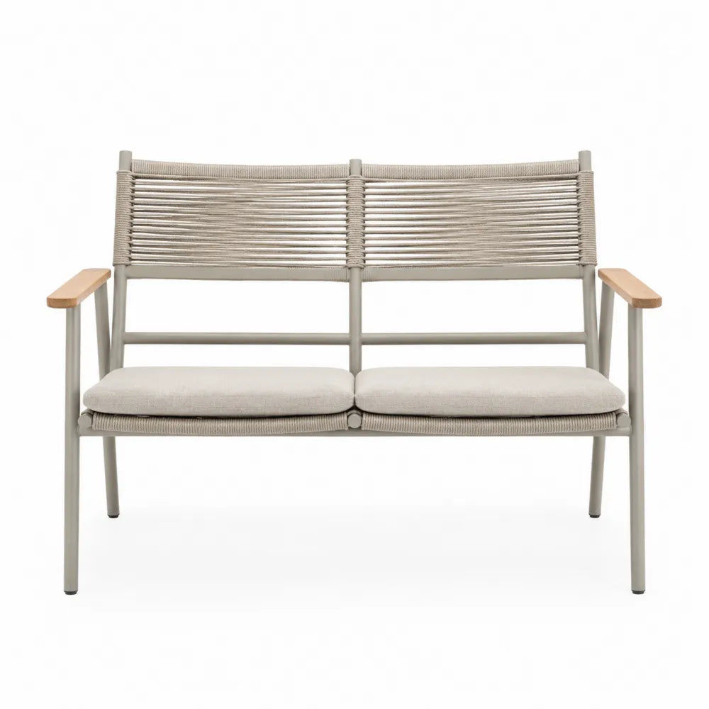Banc d'extérieur 2 places en aluminium et teck