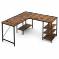 Bureau d'angle en bois MDF et métal avec étagères 150 cm x 130 cm