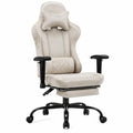 Chaise de bureau en tissu polyester beige avec repose-pieds réglable