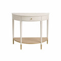 Console demi-cercle en bois blanc et métal