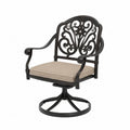 Chaise pivotante de jardin en aluminium noir avec coussin en polyester beige