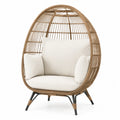 Fauteuil extérieur en rotin avec coussins crème