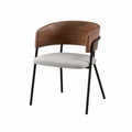 Chaise en bois et métal avec coussin en polyester gris