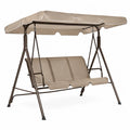 Balancelle de jardin 3 places en métal et tissu beige
