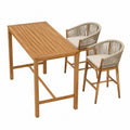 Ensemble de bar en bois d'acacia et corde polyester avec 2 chaises