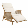 Chaise longue en bois d'acacia avec coussins en polyester crème