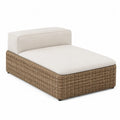 Méridienne de jardin en résine tressée beige avec coussins en polyester blanc