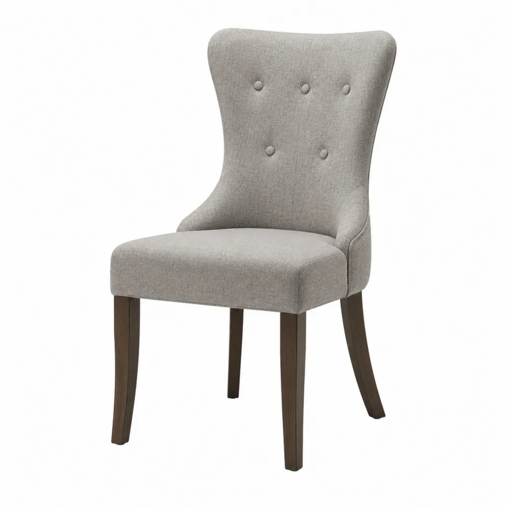 Chaise en tissu gris avec pieds en bois massif