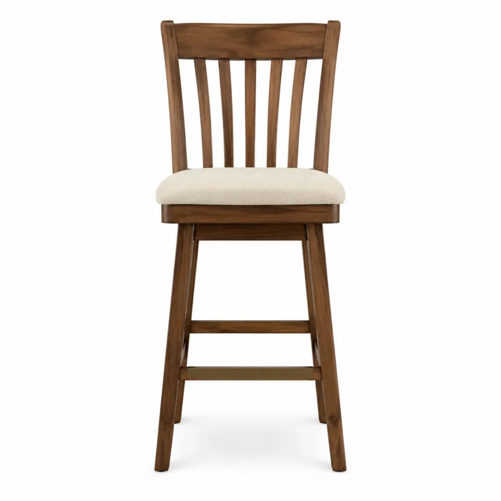 Chaise de bar en bois avec assise en tissu beige 65cm