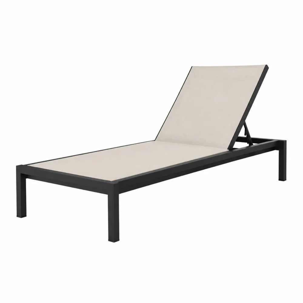 Chaise longue extérieure en aluminium et textilène beige