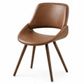 Chaise de salle à manger en cuir synthétique avec pieds en bois