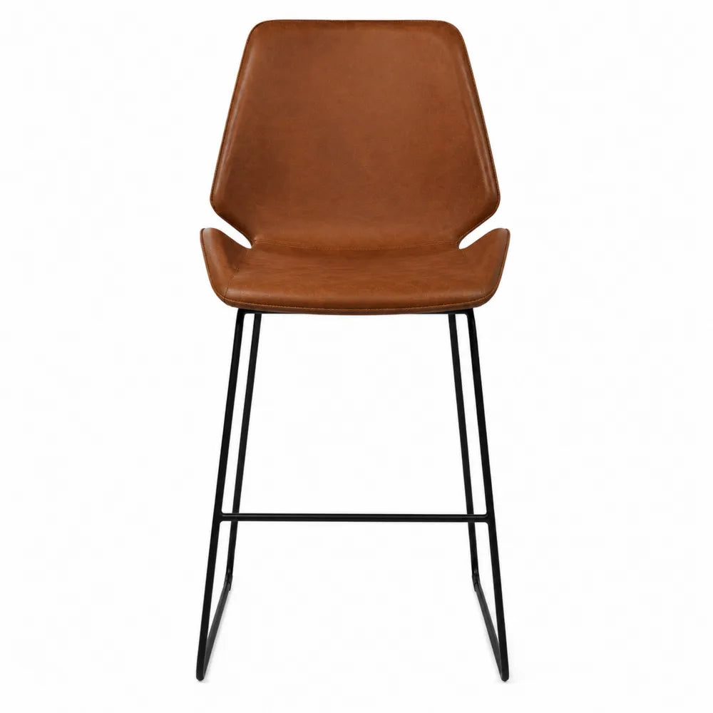 Chaise de bar en cuir synthétique marron avec structure en métal
