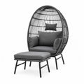 Chaise Œuf et Pouf en Métal avec Tissu Gris