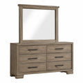 Commode en bois avec miroir et 6 tiroirs en chêne