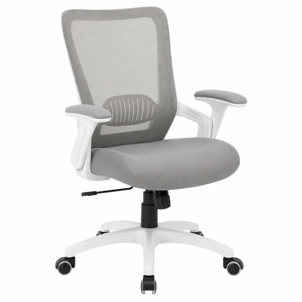 Chaise de bureau en tissu et maille avec accoudoirs réglables gris