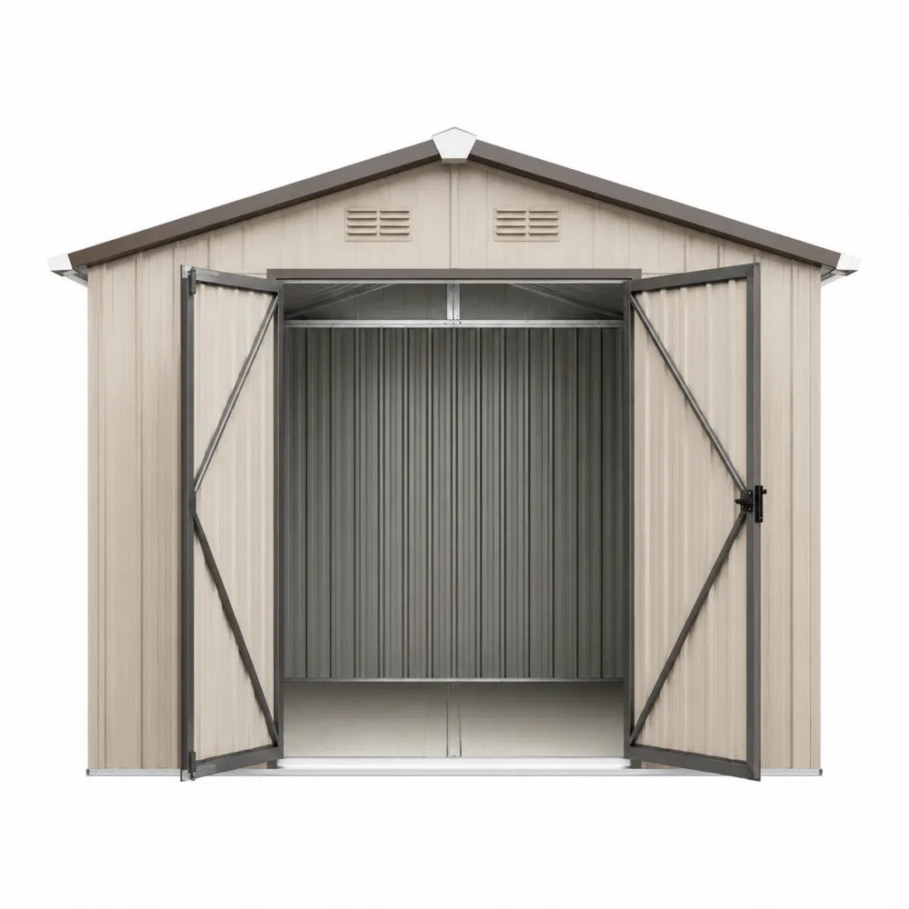 Abri de jardin métallique beige 260x300x210 cm