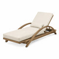 Chaise longue en bois de teck avec coussins crème