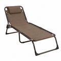 Chaise longue en acier et textilène marron avec appuie-tête