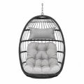 Fauteuil suspendu en rotin synthétique gris avec coussin en polyester