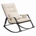Chaise à bascule en métal avec coussin en polyester beige