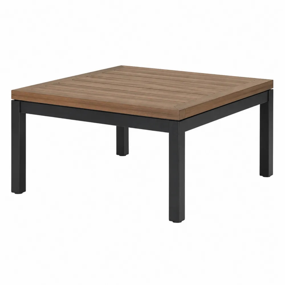 Table de jardin carrée 90x90 cm en aluminium et teck