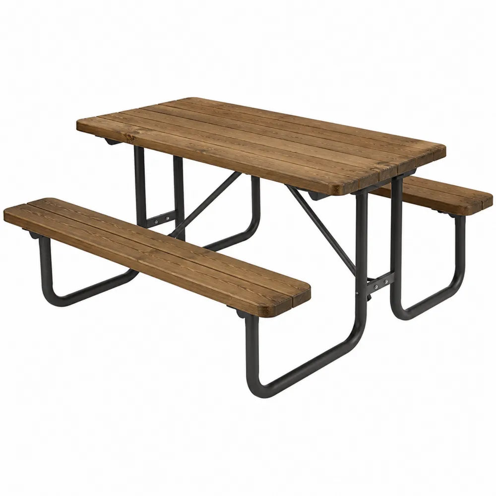 Table de pique-nique en bois et métal pour extérieur