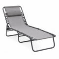 Chaise Longue de Jardin en Acier et Textilène Gris