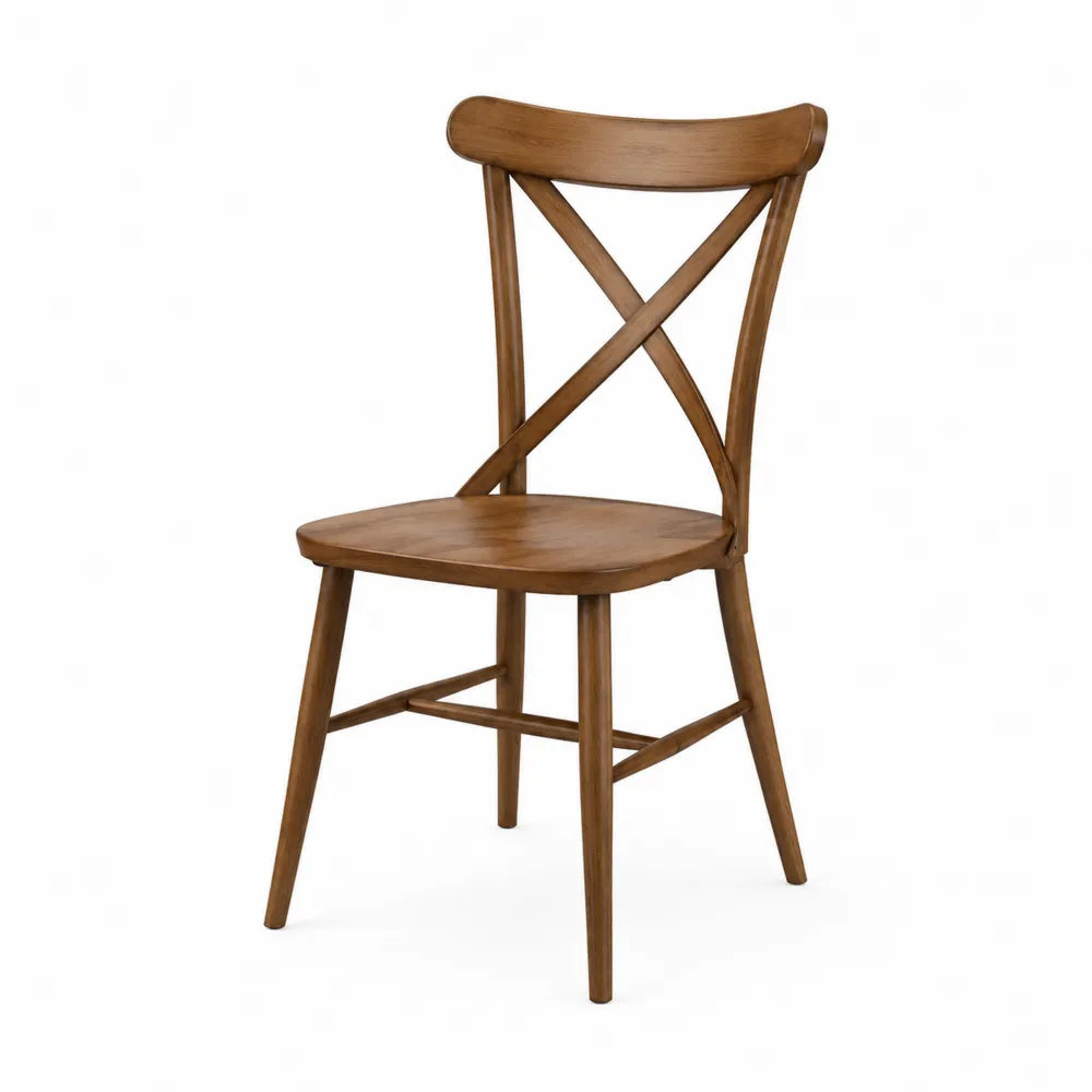 Chaise en bois massif brun avec dossier croisé, 86 cm