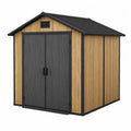 Abri de jardin en bois et résine gris/bois 200x130x210cm