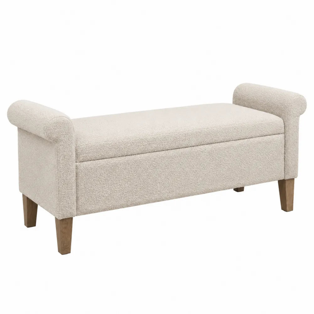 Banc de chambre en polyester avec rangement beige