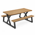 Table de jardin en bois et métal avec bancs