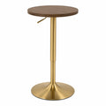 Table de bar ronde en bois et acier inoxydable doré ajustable