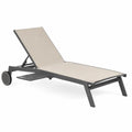 Chaise longue extérieure aluminium avec tissu en textilène beige réglable