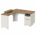 Bureau d'angle en bois et MDF avec étagère et tiroirs 145x145x75 cm