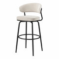Tabouret de bar en tissu polyester beige avec structure en métal noir
