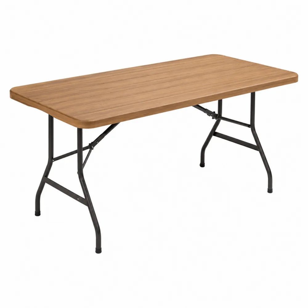 Table pliante rectangulaire en bois et métal marron 183x76x74 cm