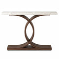 Console en bois de noyer et marbre blanc 75 cm