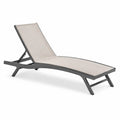 Chaise longue en aluminium et textilène beige