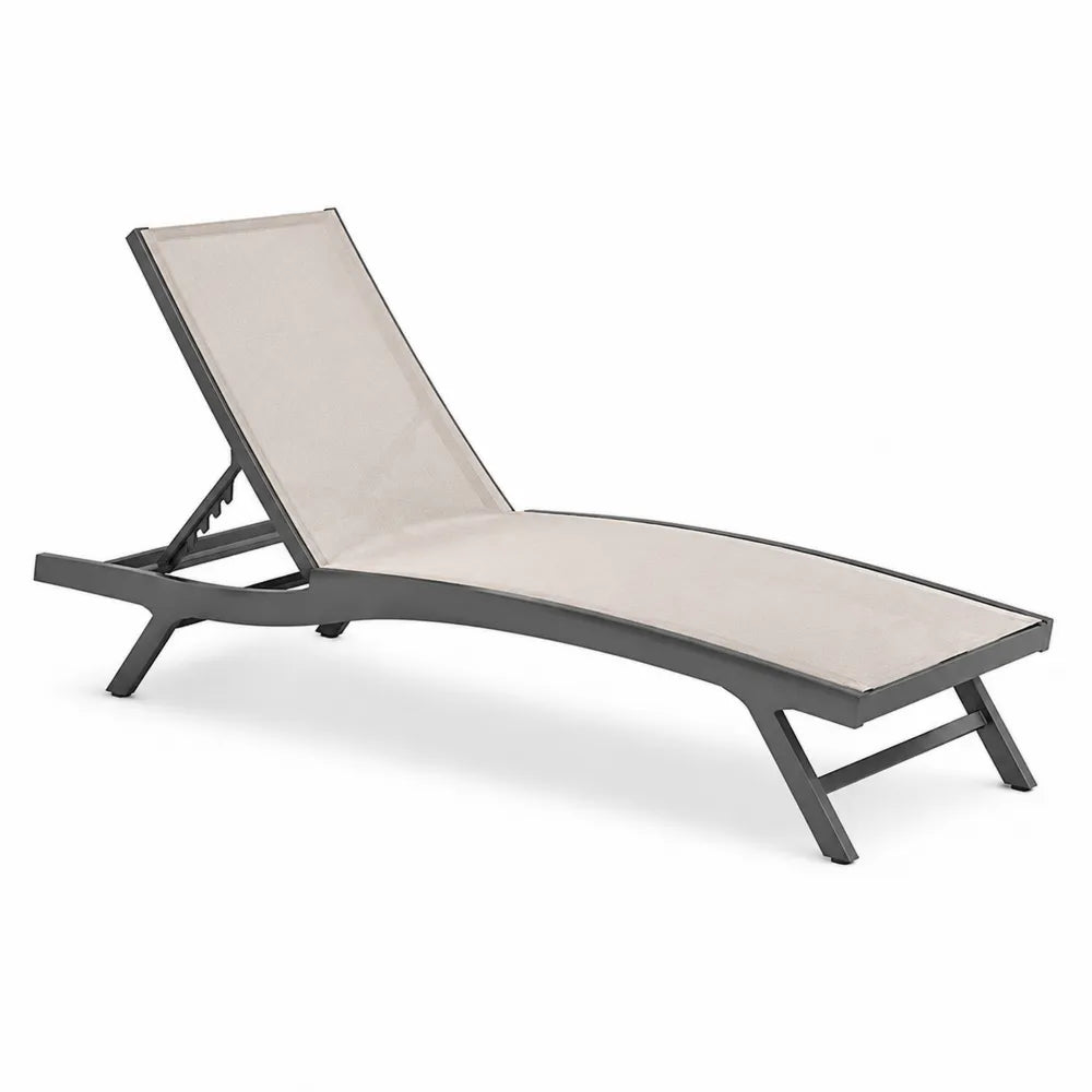 Chaise longue en aluminium et textilène beige