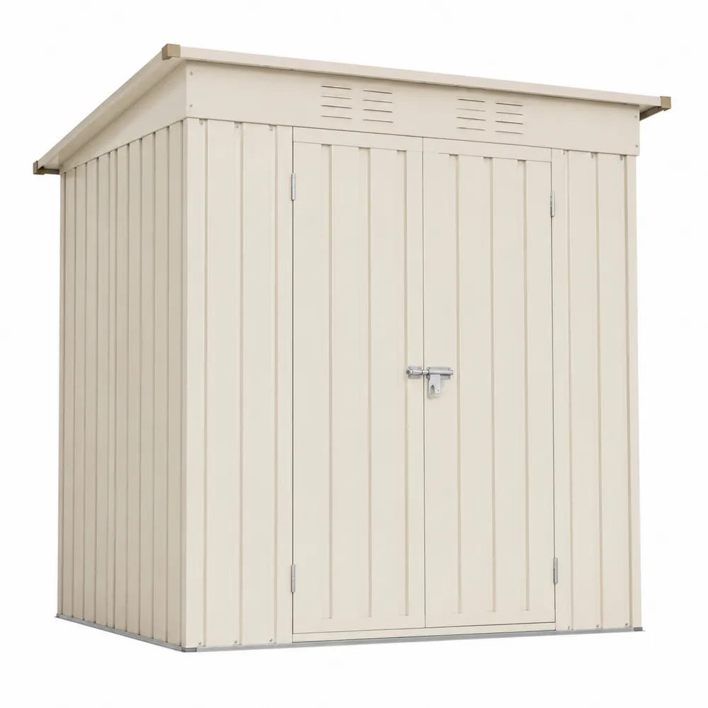 Abri de jardin en acier galvanisé beige 213x127x185 cm